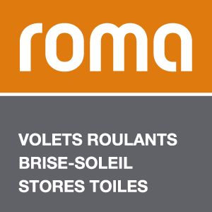 Logo de Roma avec les services : volets roulants, brise-soleil, stores toiles.